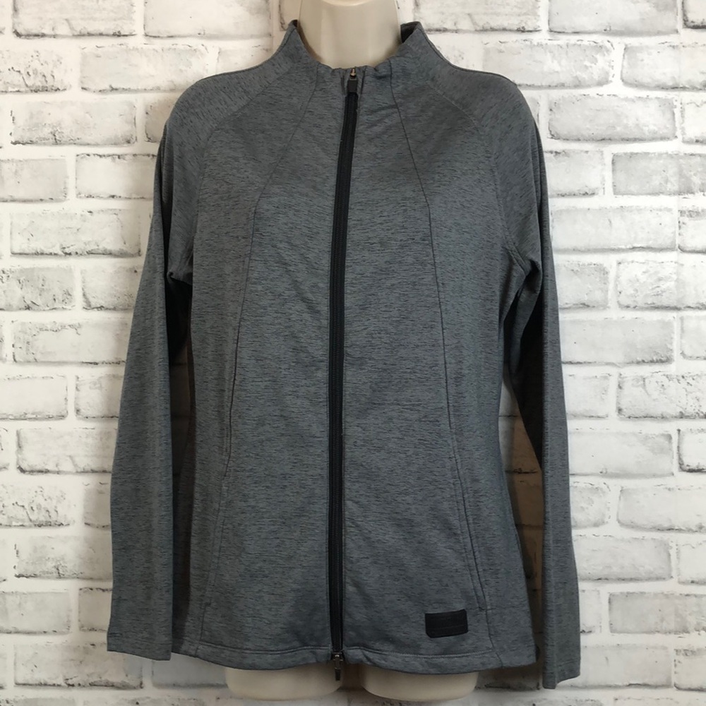 Puma Active Wear Women's Small Gray Full Zip Fitted Work Out Shirt 2 Pockets